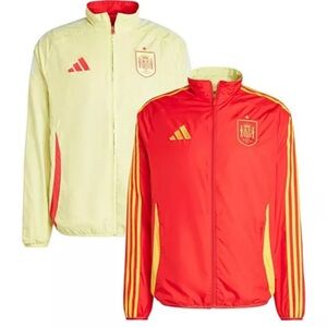 Adidas Men Red/Yellow Spain National Team 2024 Reversible Anthem Full-Zip Jacket